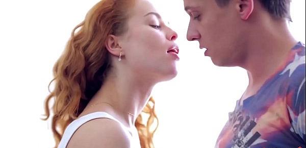  Russian redhead Janna has hot teen sex with her boyfriend in the kitchen